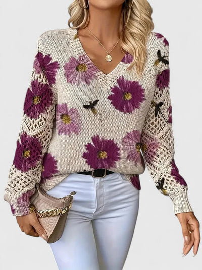 Wysława – Elegancki sweter z kwiatami