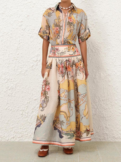 Olga – Spódnica midi w stylu vintage z szeroką talią
