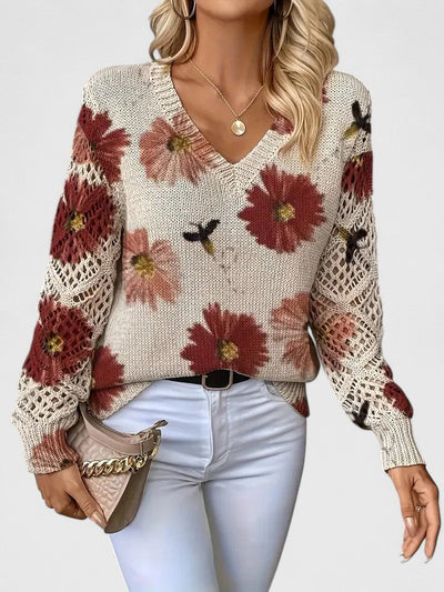 Wysława – Elegancki sweter z kwiatami
