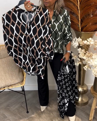 Lenoria – Luźna bluzka z eleganckim wzorem