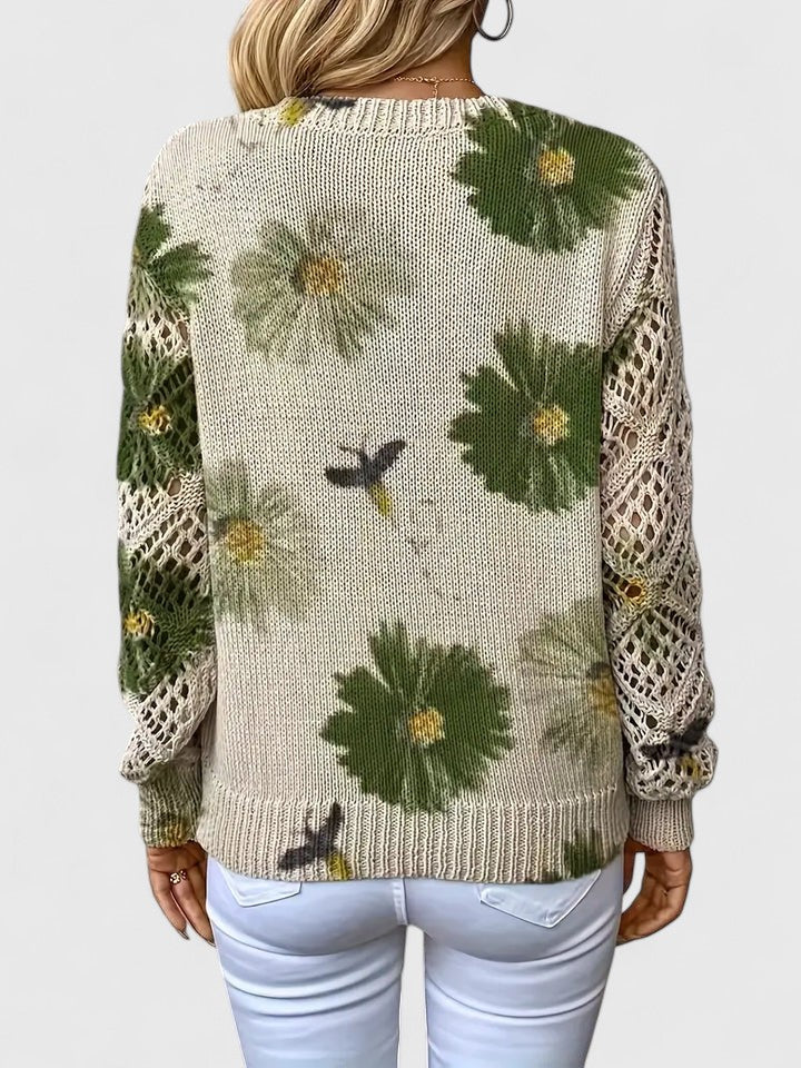 Wysława – Elegancki sweter z kwiatami