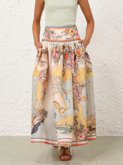 Olga – Spódnica midi w stylu vintage z szeroką talią