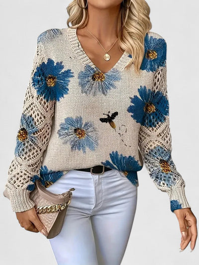 Wysława – Elegancki sweter z kwiatami