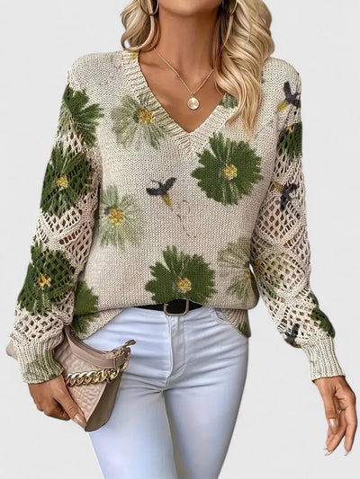 Wysława – Elegancki sweter z kwiatami