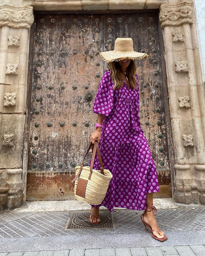 Velaria – Letnia sukienka boho maxi z dekoltem w serek