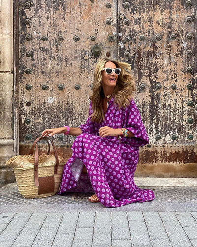 Velaria – Letnia sukienka boho maxi z dekoltem w serek
