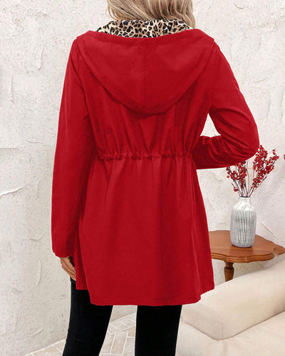 Oliwia | Odwracalny płaszcz z kapturem w panterkę