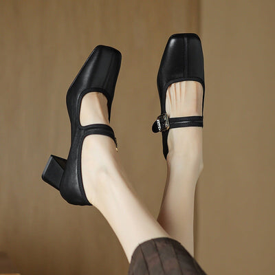 Desna - Nowoczesne buty na grubym obcasie w stylu francuskim